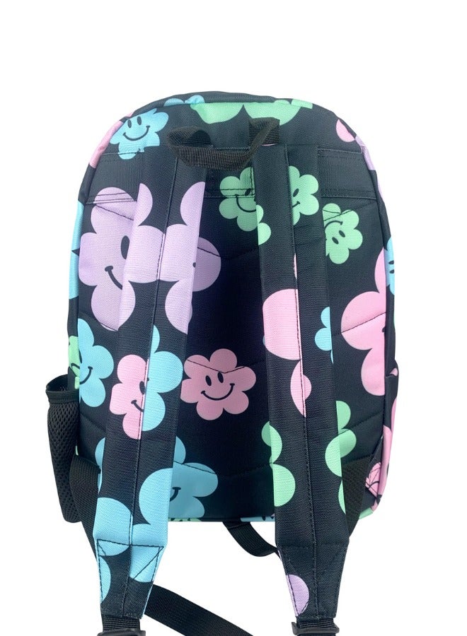 JUST HYPE Iconic Backpack - Black Happy Flowers - Image 4