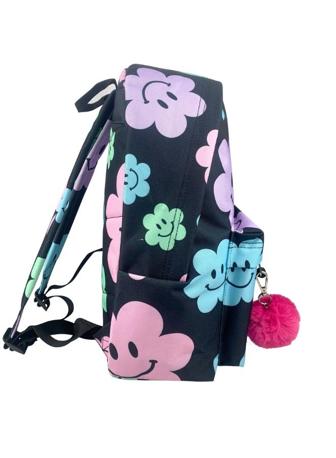 JUST HYPE Iconic Backpack - Black Happy Flowers - Image 5