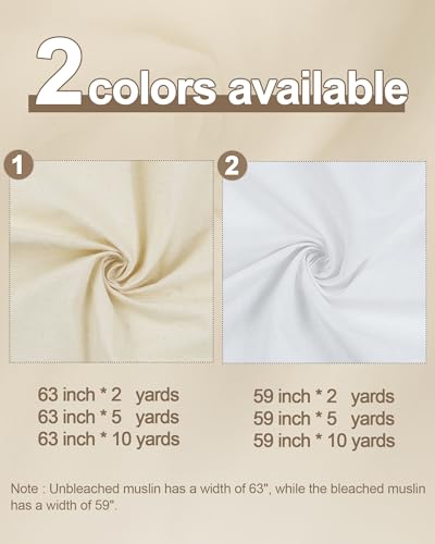 HOTGODEN Medium Weight 100% Cotton Muslin Fabric: 63 inch x 2 Yards Unbleached Muslin Linen Fabric Material for Sewing Material Apparel Cloth - Image 4