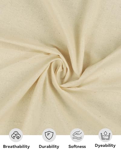 HOTGODEN Medium Weight 100% Cotton Muslin Fabric: 63 inch x 2 Yards Unbleached Muslin Linen Fabric Material for Sewing Material Apparel Cloth - Image 2