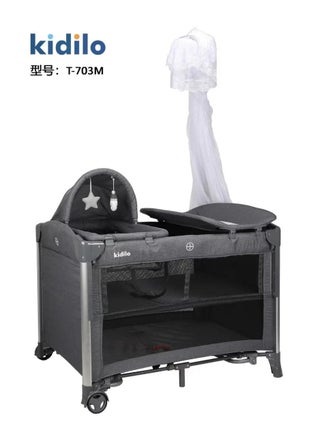 Kidilo T-703M Premium Portable 3-in-1 Baby Travel Crib, Playpen, and Changing Station