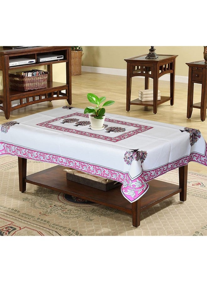 Kuber Industries Floral Print Polyester Center Table Cover/Table Cloth for Home Decorative Luxurious 4 Seater, 60"x40" (Pink) 54KM4261 - Image 1