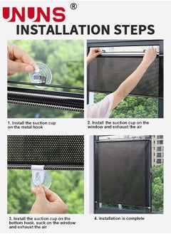 UNUNS Window Sun Shade,Retractable Balcony Blackout Curtain,Home Use Window Sun Block Bathroom Heat Insulation Blackout Roller Blinds  - Image 4