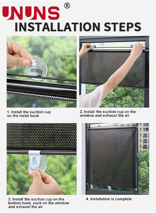 UNUNS Window Sun Shade,Retractable Balcony Blackout Curtain,Home Use Window Sun Block Bathroom Heat Insulation Blackout Roller Blinds  - Image 4