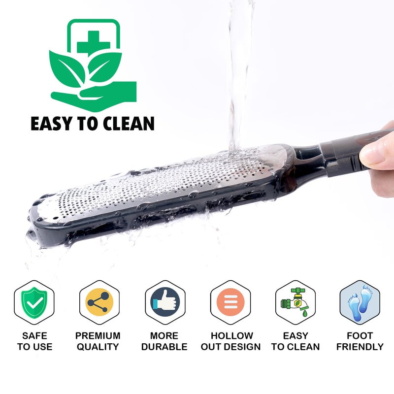 Antonki Foot File for Dead Skin, Double Sided Callus Remover for Feet, Metal Foot Scrubber for Cracked Heel, Professional Foot Scraper Rasp Pedicure Tool to Remove Hard Skin - 2 in 1 Foot File - Image 3