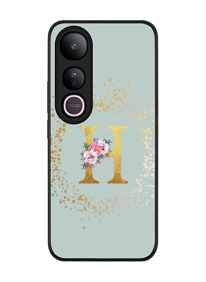Stylizedd For vivo V50 Lite Case,Slim fit Camera Protection, Shockproof Thin Phone cover  - Custom Monogram Floral - H  (Light Grey )