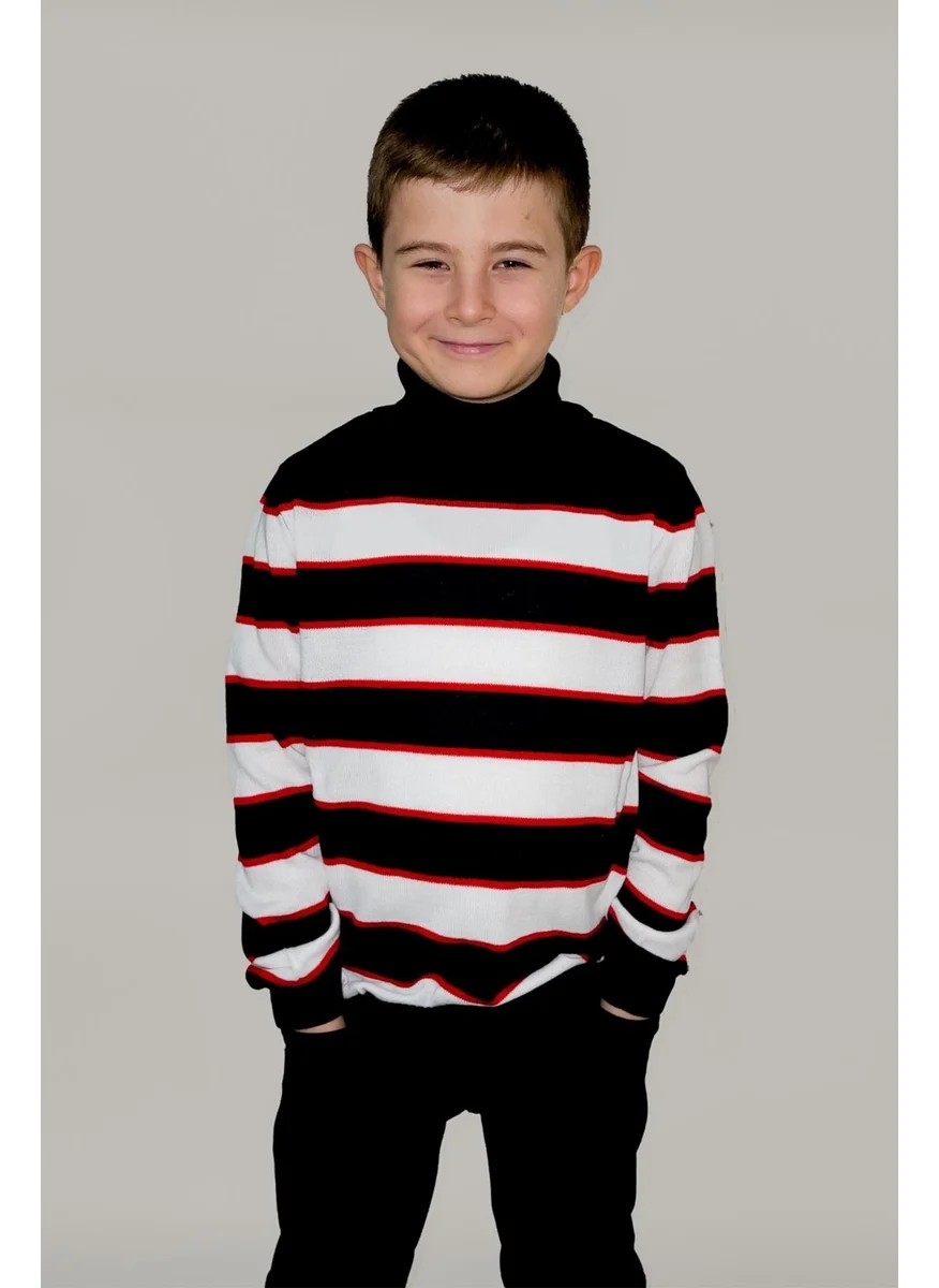 الكسندر جاردي Kids Turtleneck Striped Sweater (C21-18749)