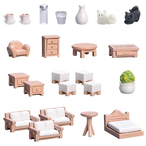 BANBALLON 23 Pieces Dollhouse Mini Furniture Decoration Set DIY Accessories Including Dining Room Sitting Living Bedroom Toys for Baby Children Girls - Image 5