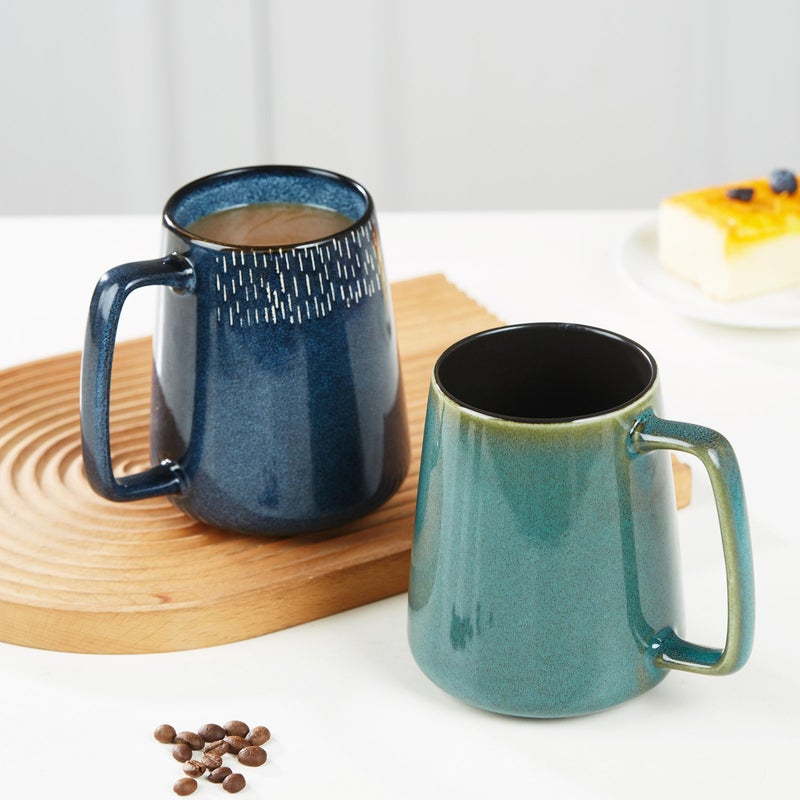 HYTYSKAR 24 OZ Extra Large Ceramic Coffee Mug, with Spoon and Wooden Lid, Big Tea Cups with a Large Handle for Office and Home, Microwave and Dishwasher Safe (24 OZ Star Blue Set) - Image 4