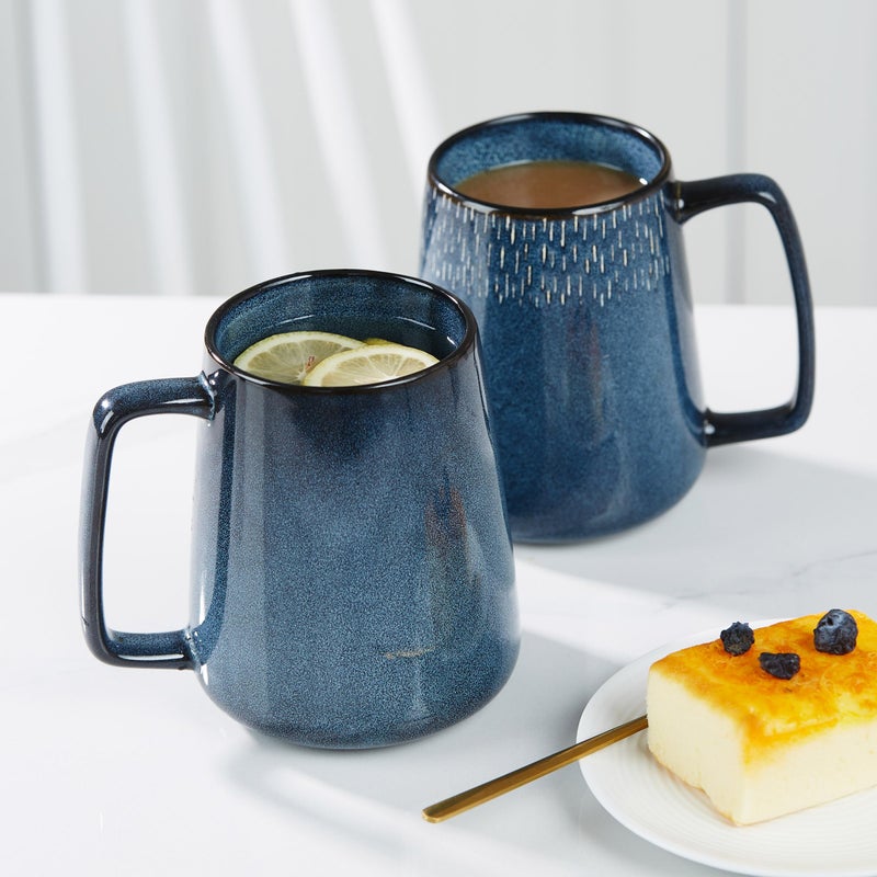 HYTYSKAR 24 OZ Extra Large Ceramic Coffee Mug, with Spoon and Wooden Lid, Big Tea Cups with a Large Handle for Office and Home, Microwave and Dishwasher Safe (24 OZ Star Blue Set) - Image 5