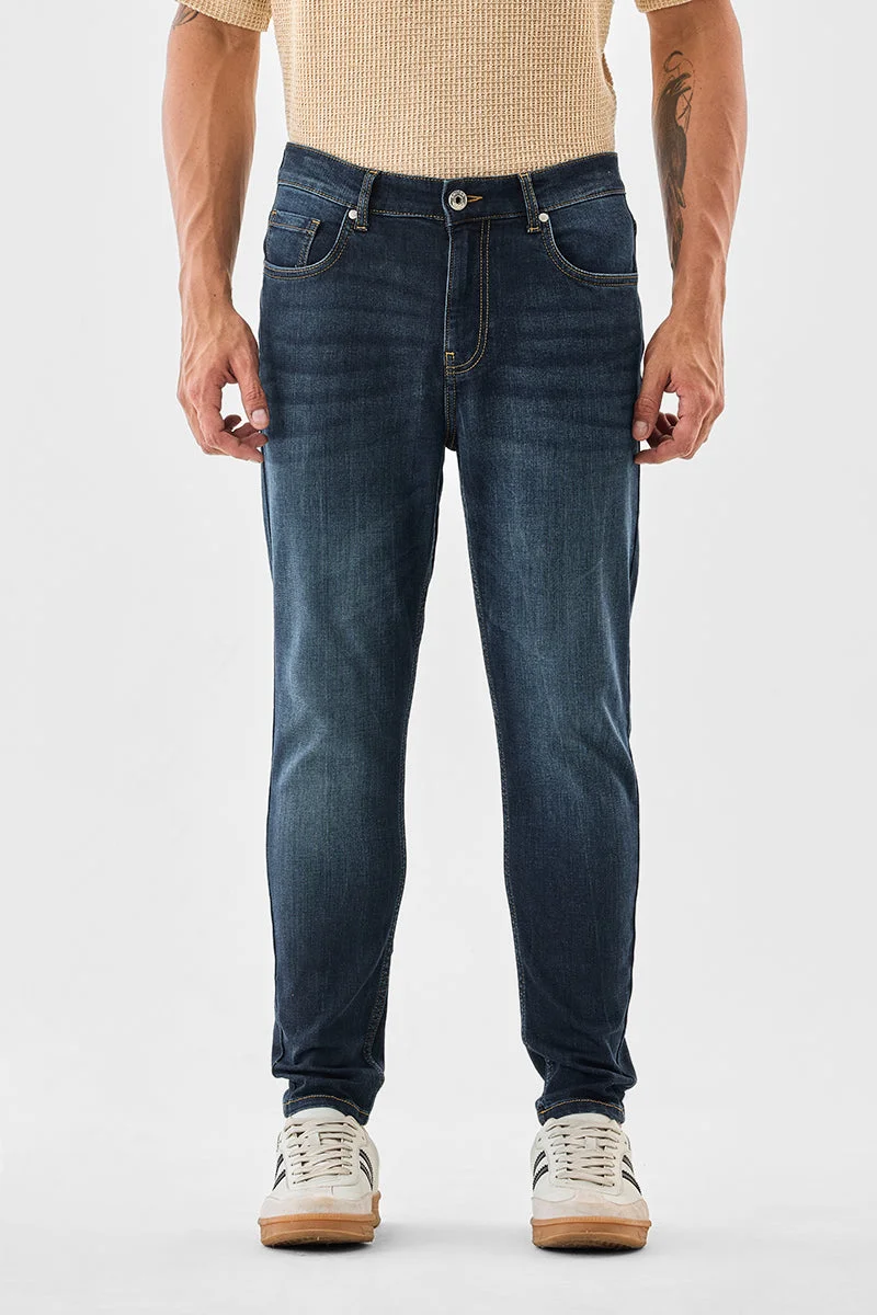 Snitch Navy Washed Skinny Jeans for Men | Best Price UAE