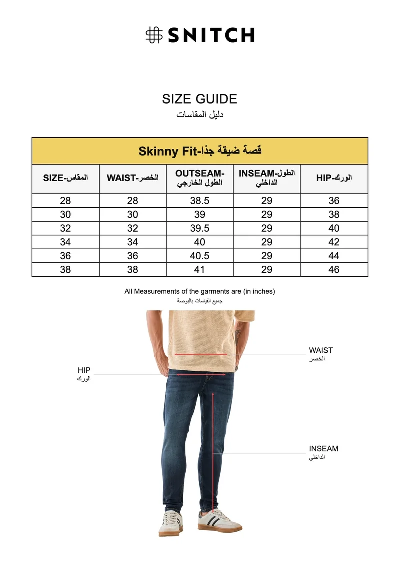 Snitch Navy Washed Skinny Jeans for Men | Best Price UAE
