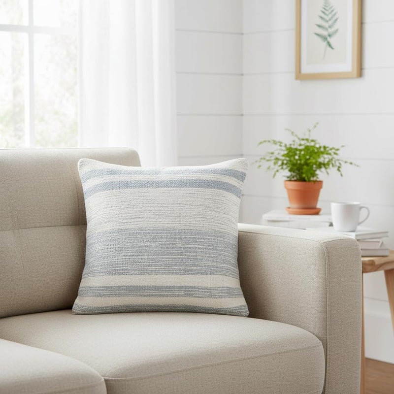 Red Earth REDEARTH Â· Tufted Throw Pillow Cushion Covers - Boho Textured Woven Decorative Cases Set for Couch - Sofa - Bed - Farmhouse - Chair - Patio - Outdoor - car - 100% Cotton (18x18 ; Gray) Pack of 2 - Image 3
