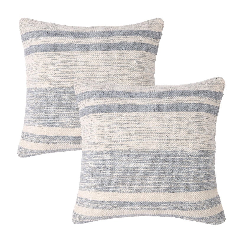 Red Earth REDEARTH Â· Tufted Throw Pillow Cushion Covers - Boho Textured Woven Decorative Cases Set for Couch - Sofa - Bed - Farmhouse - Chair - Patio - Outdoor - car - 100% Cotton (18x18 ; Gray) Pack of 2 - Image 1