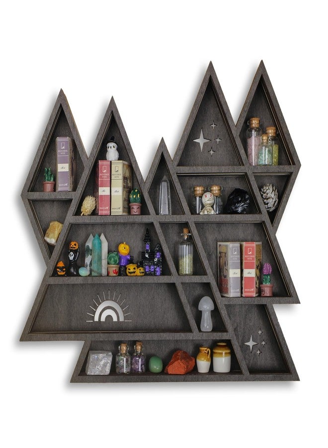 FNYDOX Triangle Mountain Crystal Shelf Display for Wall, Rock Gem Healing Stone Collections Display Shelf, Crystal Holder Trinket Organizer Knick Knack Shelf, Witchy Decor Gift for Women - 2025 UPGRADED - Image 1
