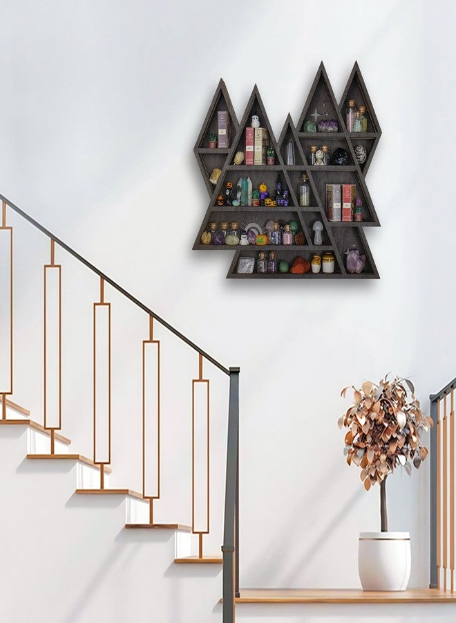 FNYDOX Triangle Mountain Crystal Shelf Display for Wall, Rock Gem Healing Stone Collections Display Shelf, Crystal Holder Trinket Organizer Knick Knack Shelf, Witchy Decor Gift for Women - 2025 UPGRADED - Image 4