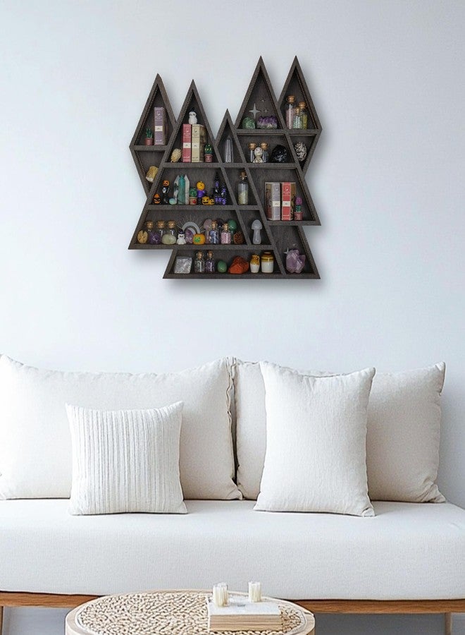 FNYDOX Triangle Mountain Crystal Shelf Display for Wall, Rock Gem Healing Stone Collections Display Shelf, Crystal Holder Trinket Organizer Knick Knack Shelf, Witchy Decor Gift for Women - 2025 UPGRADED - Image 5