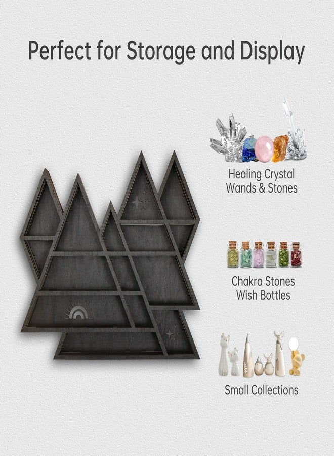 FNYDOX Triangle Mountain Crystal Shelf Display for Wall, Rock Gem Healing Stone Collections Display Shelf, Crystal Holder Trinket Organizer Knick Knack Shelf, Witchy Decor Gift for Women - 2025 UPGRADED - Image 3