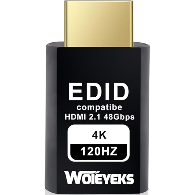 Woieyeks 4K 120HZ HDMI 2.1 DUMMY PLUG,VIRTUAL DISPLAY EMULATOR,HEADLESS GHOST DISPLAY ADAPTER SUPPORT 3840X2160@120HZ,1440@120HZ,1080P@120HZ EDID MONITOR EMULATOR（8K NOT SUPPORTED） - Image 1