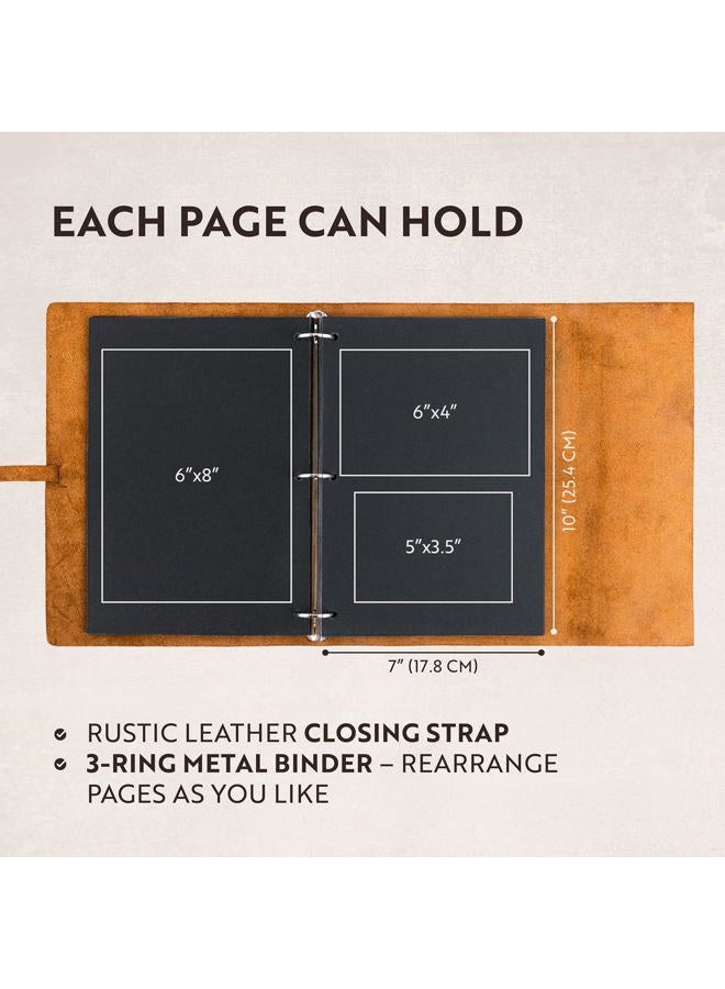 MOONSTER Handcrafted Full Grain Buffalo Leather Photo Album Scrapbook - Beautiful Handmade Wedding Photo Book With Leather Strap by ® - Image 4