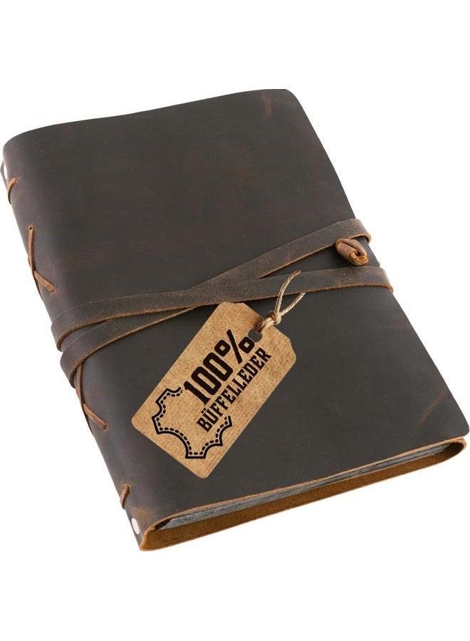 MOONSTER Handcrafted Full Grain Buffalo Leather Photo Album Scrapbook - Beautiful Handmade Wedding Photo Book With Leather Strap by ® - Image 1