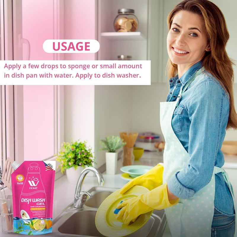 WBM Home Liquid Dish Soap Refills Ultra Grease Fighting Power Prevent Scale Formation  Stubborn Stain Formulated with Lemon  Green Tea Extracts Dish Soap Liquid 400ml Pack of 1 - Image 5