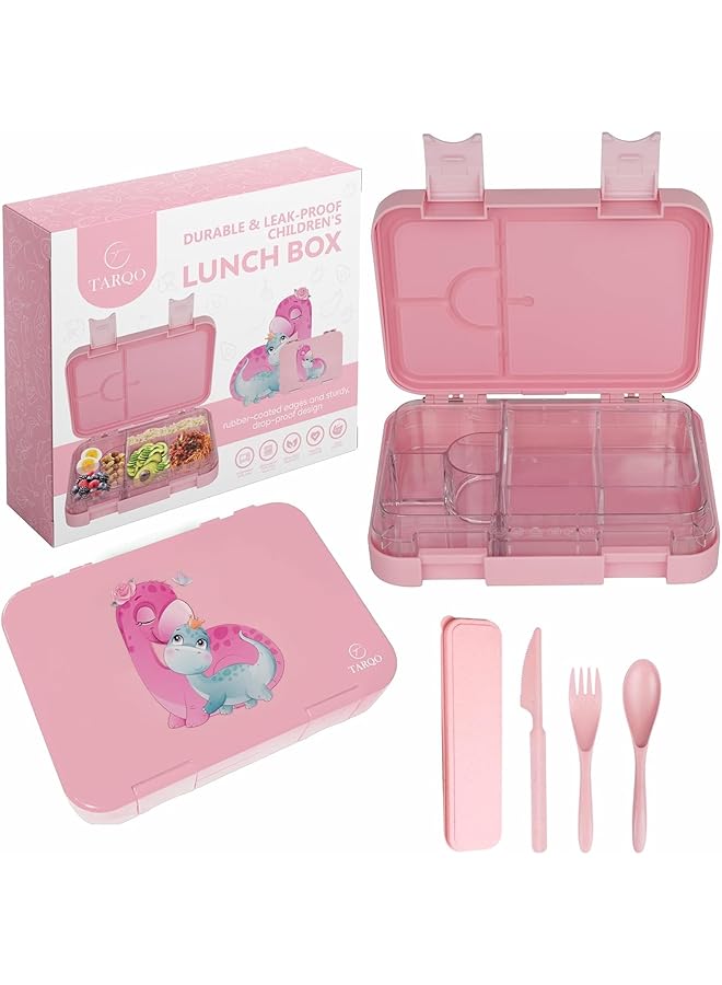 Green Tiger Bento lunch box for Kids school with cutlery set box, Leak Proof Bento 4/6 Convertible compartments Kid Tiffin box for school,Nursery girls, Insulated Lunch box for kids|Easy to open,carry,clean(Pink) - Image 1