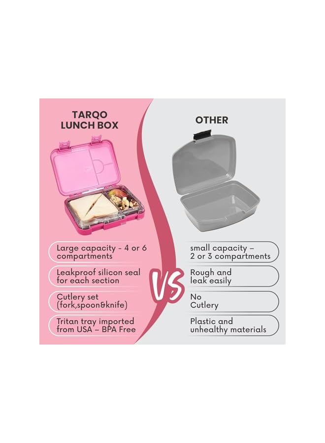 Green Tiger Bento lunch box for Kids school with cutlery set box, Leak Proof Bento 4/6 Convertible compartments Kid Tiffin box for school,Nursery girls, Insulated Lunch box for kids|Easy to open,carry,clean(Pink) - Image 5