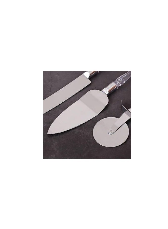 A Set Of Pizza Cutter, Pastry Holder And Stainless Steel Knife With Acrylic Handle. - Image 2