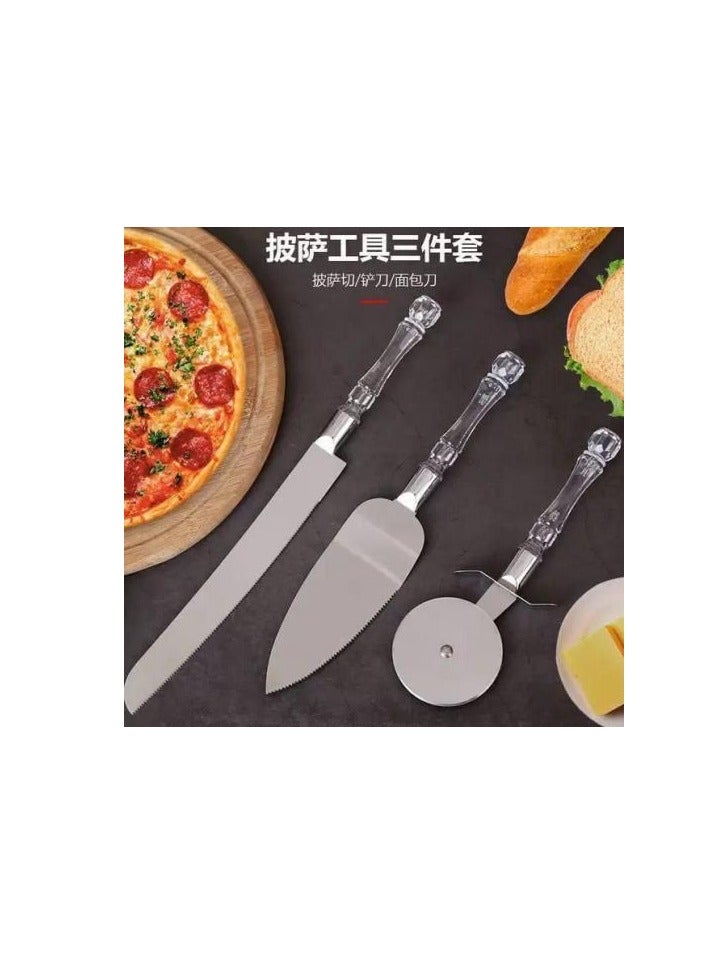 A Set Of Pizza Cutter, Pastry Holder And Stainless Steel Knife With Acrylic Handle. - Image 3