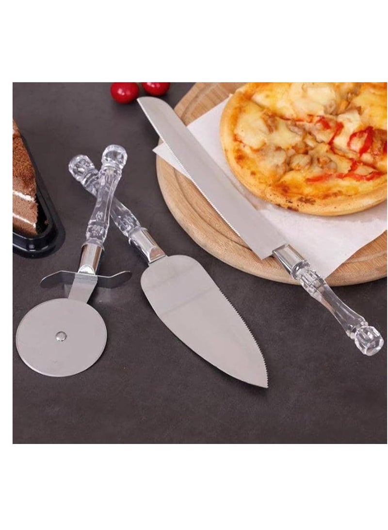 A Set Of Pizza Cutter, Pastry Holder And Stainless Steel Knife With Acrylic Handle. - Image 1