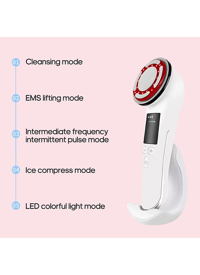 Bestauty Hot and Cold Pulse Beauty Device with Base, High-frequency Vibration Clean Absorb Colorful Light Electric Muscle Stimulation Micro-current Pulse Beauty Instrument