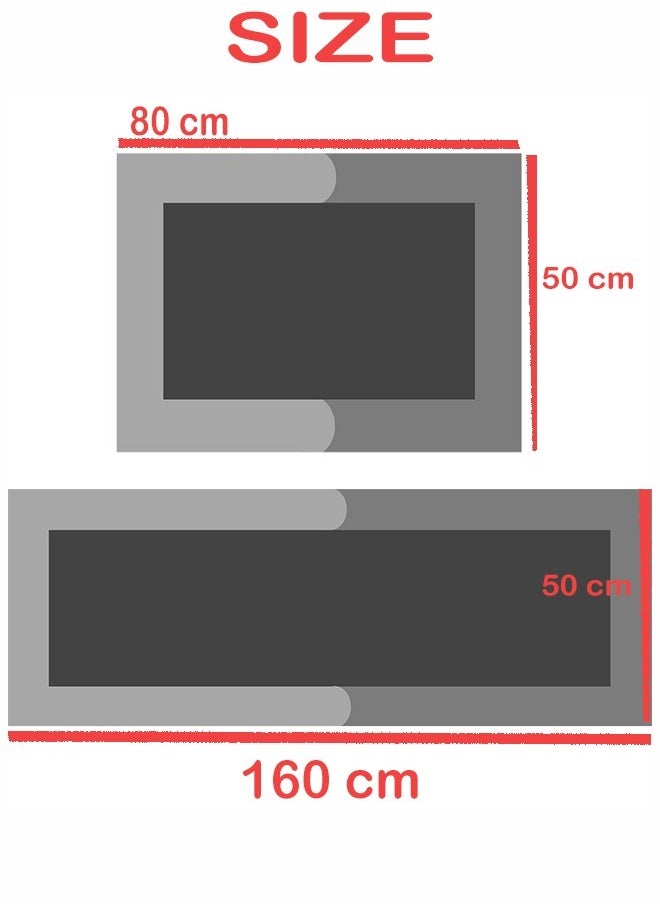 ZCM-HAPPY - 2-Piece Set Of Fashion Diatom Mud Floor Mat Water-Absorbing Oil-Absorbing Kitchen Mat Door Mat Bathroom Corridor Porch Non-Slip Ultra-Absorbent Quick-Drying Non-Slip Mat 50x160CM+50x80CM - Image 1