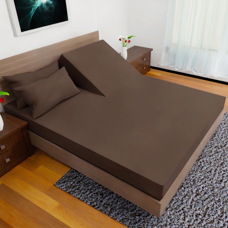 Royal Bliss 1900 Royal Bliss 1900 Top Split Flex Head King Size Sheet Set - Egyptian Quality Ultra-Soft Bed Sheets - Double Brushed - Deep Pockets- Easy Fit - 4 Piece Set- Fade Resistant (Chocolate)  - Image 1