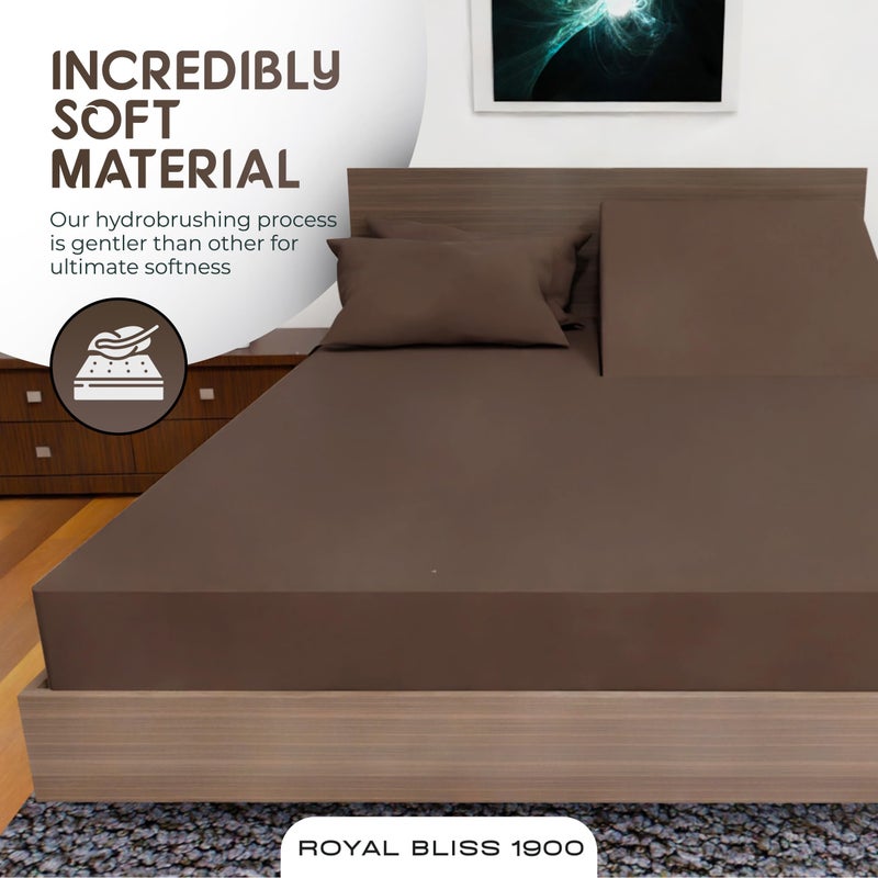 Royal Bliss 1900 Royal Bliss 1900 Top Split Flex Head King Size Sheet Set - Egyptian Quality Ultra-Soft Bed Sheets - Double Brushed - Deep Pockets- Easy Fit - 4 Piece Set- Fade Resistant (Chocolate)  - Image 2