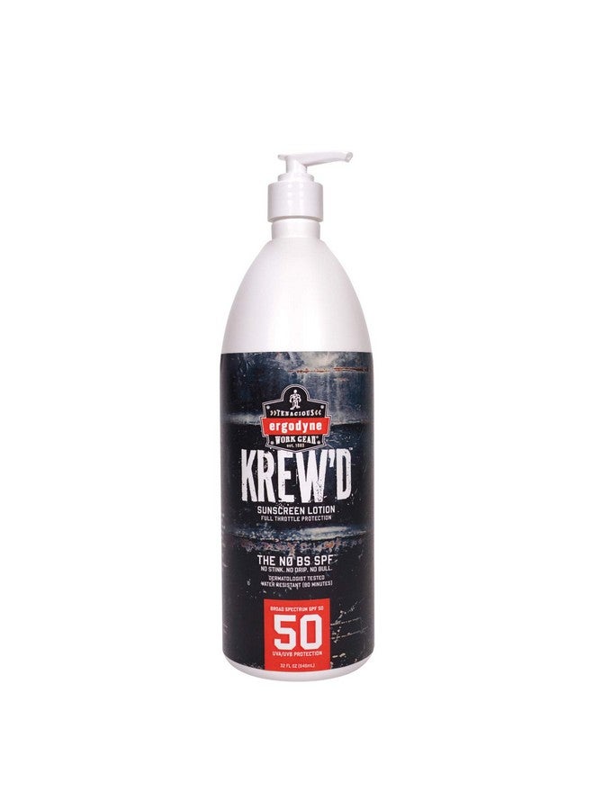 Ergodyne Krew’D 6355 Sunscreen Lotion Broad Spectrum Spf 50 Water Resistant 32 Oz White - Image 1