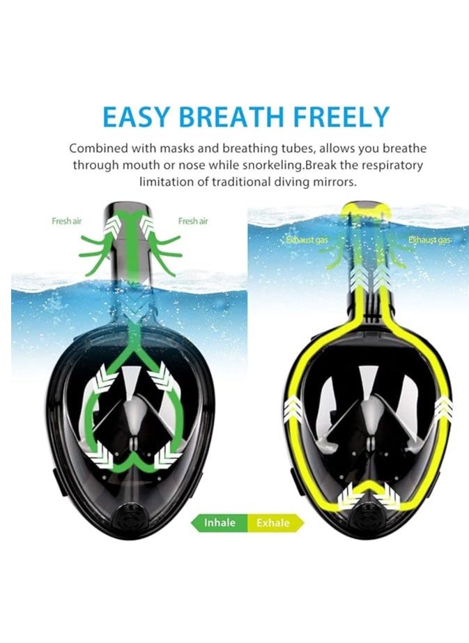 SportQ - SportQ 180 Degree Full Face Snorkeling Mask with Detachable Camera Holder, Anti-fouling, Adjustable Head Straps, Professional Snorkeling Set for Adults and Youth Black s/m - Image 1