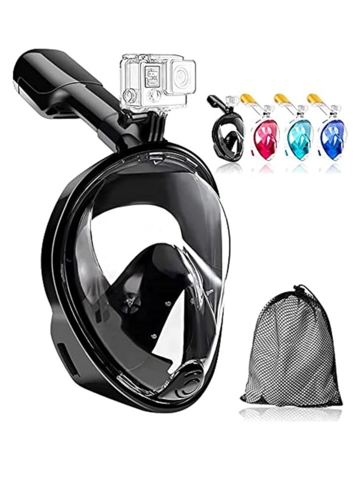 SportQ - SportQ 180 Degree Full Face Snorkeling Mask with Detachable Camera Holder, Anti-fouling, Adjustable Head Straps, Professional Snorkeling Set for Adults and Youth Black s/m - Image 1