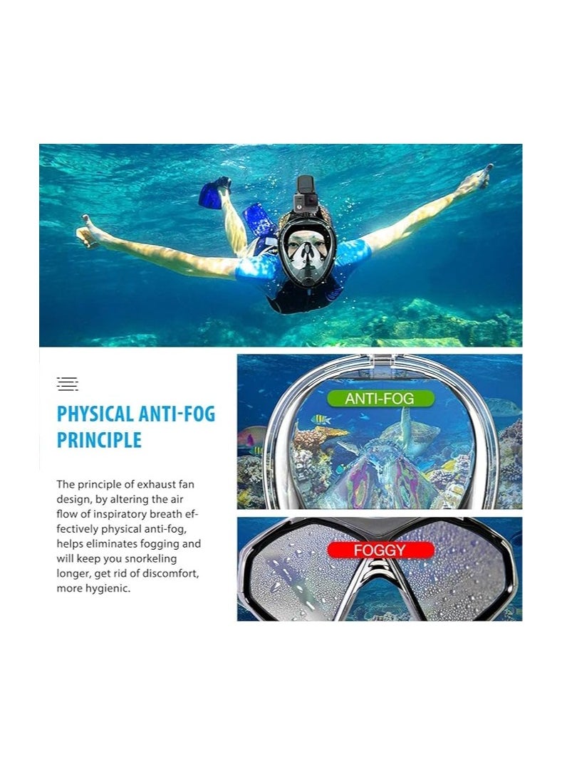 SportQ - SportQ 180 Degree Full Face Snorkeling Mask with Detachable Camera Holder, Anti-fouling, Adjustable Head Straps, Professional Snorkeling Set for Adults and Youth Black s/m - Image 1