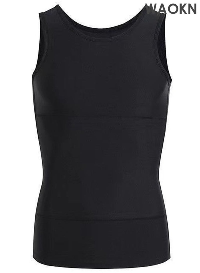 WAOKN Mens Slimming Body Shaper Vest, Gynecomastia Compression Shirts, Tummy Control Undershirts - Change in Seconds Chest Compression Vest Men Body Shaper Sleeveless Posture Corrector Slimming Waist Control Tummy Trimmer Tops Compression Shirt for Men Slimming Undershirt Body - Image 2