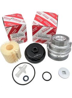 Genuine 04152-YZZA1 oil filter with Genuine 15620-31060 Oil Filter Housing Cap and 15643-31050 Cap Plug includes APSG Wrench and crush washer