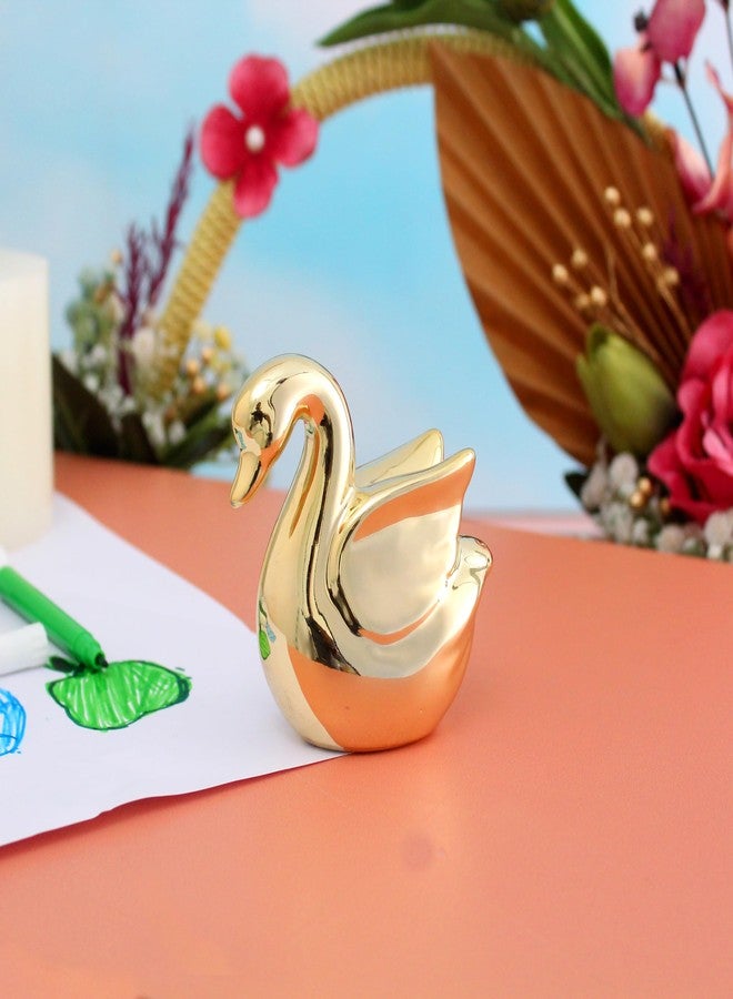 IZZHAAR Gold Swan Home Decor: Ceramic Regal Swan Sculpture Art Statue for Home Decor Showpiece, Ideal Artistic Centerpiece Birthday Gifting - Image 1