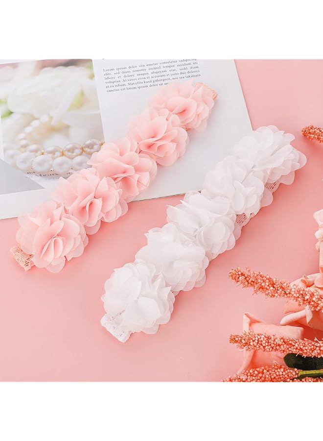 إيروريكس قطعتان من عصابات رأس الأطفال الرضع، عصابات رأس من الشيفون الزهري، تاج من الزهور، عصابات رأس للأطفال، إكسسوارات شعر - Image 3