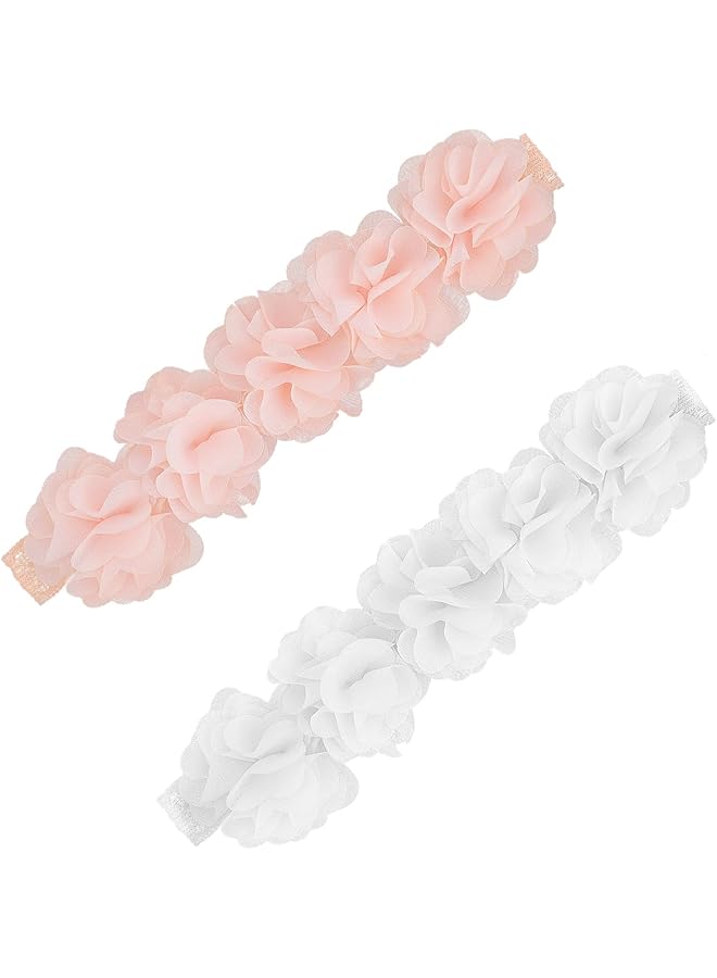إيروريكس قطعتان من عصابات رأس الأطفال الرضع، عصابات رأس من الشيفون الزهري، تاج من الزهور، عصابات رأس للأطفال، إكسسوارات شعر - Image 5