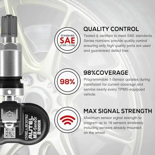 Autel MX Sensor 4 PCS Metal Stem TPMS Sensor 315/433MHz Universal Tire Sensor Programmed by TPMS Tool TS508WF TS401 TS408 TS508 TS608 MX808TS MS906TS MK808TS ITS600 ITS600Pro MS906Pro-TS - Image 3