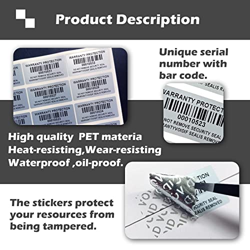 ILMBVM 160pcs Tamper Evident Barcode Stickers with Individual Serial Number Security Warranty Void Sticker,Sealing Label for Package(1.6x0.8 inches,Silver) - Image 2