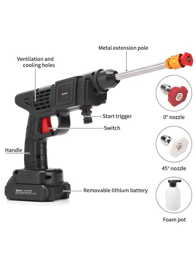 KRAWN KW-41220 Cordless High-Pressure Washer with Foam Pot & Nozzles – 452 PSI, 5M Pipe, Portable Cleaning Tool Kit - Image 4