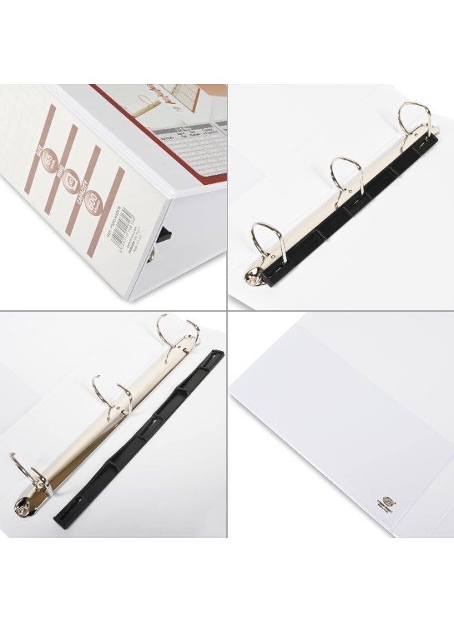 FIS Presentation Binder, A4 Size(210x297mm), 3[D]Ring Type, 65mm Ring Size, 3.75" Inches Spine with Clear PVC Pocket For Easy Insert Your Label Design, Packet of 2 Pieces, White Color-FSBD365DPB/2  - Image 4