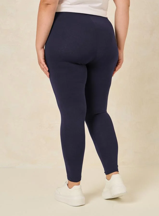 Styli Styli Plus Size Elastic Waistband Basic Leggings