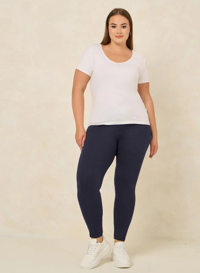 Styli Styli Plus Size Elastic Waistband Basic Leggings